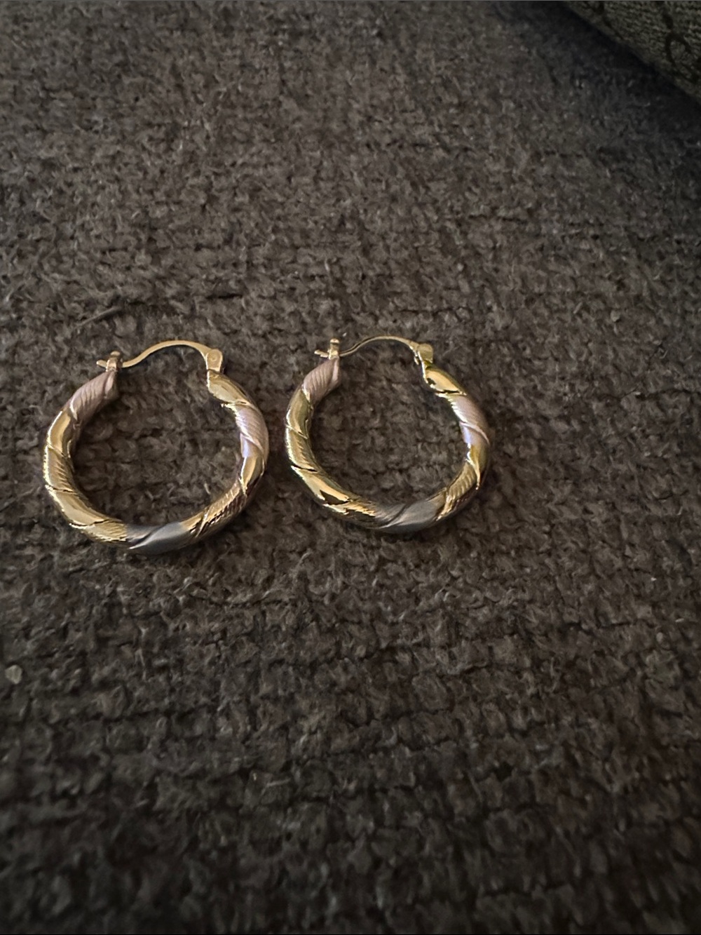 Tri-Tone Twisted Hoop Earrings - Gold, Silver, Rose Gold fashion only